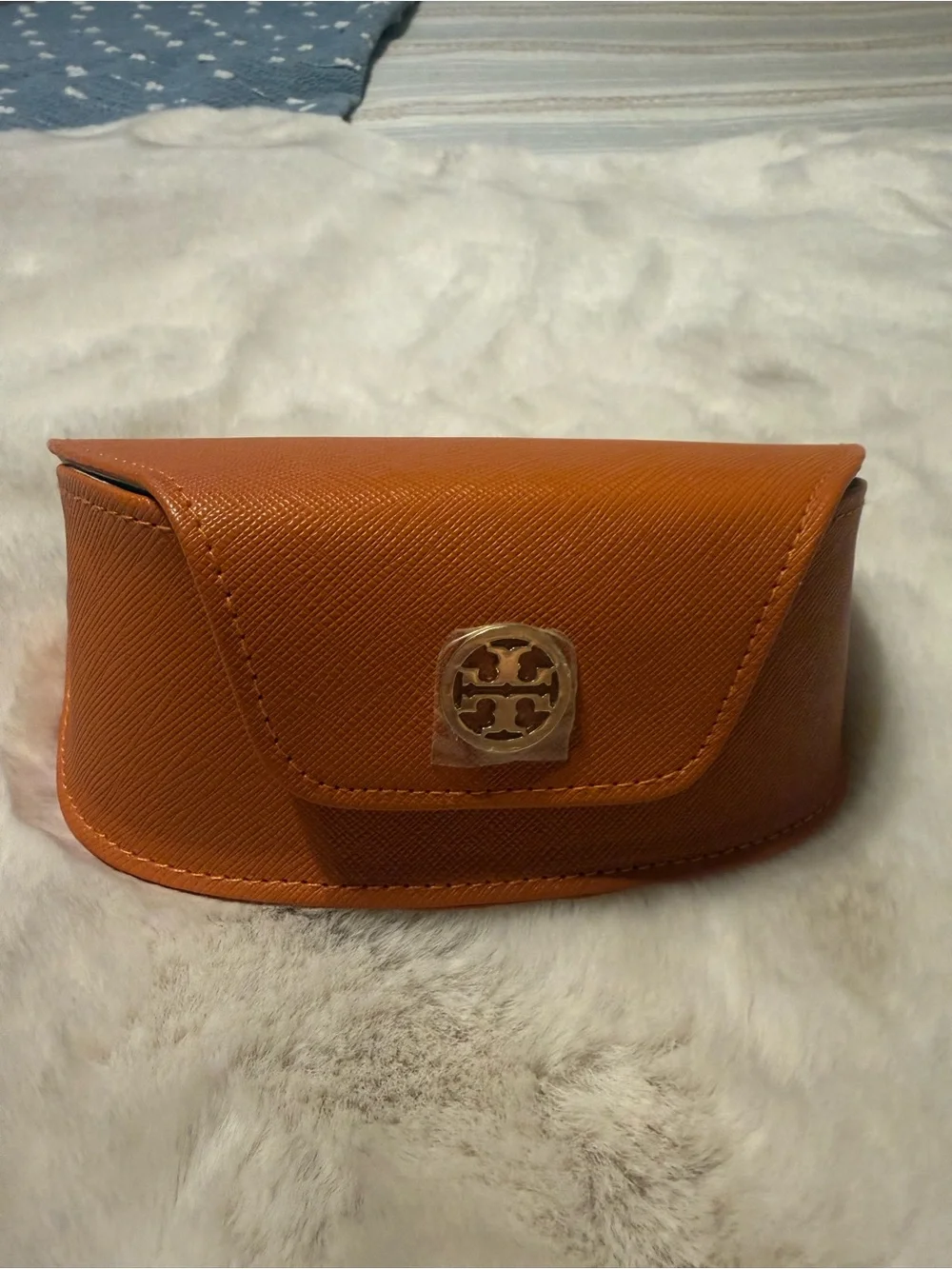 Tory Burch Navy Cat-Eye Glasses with Orange Logo Case